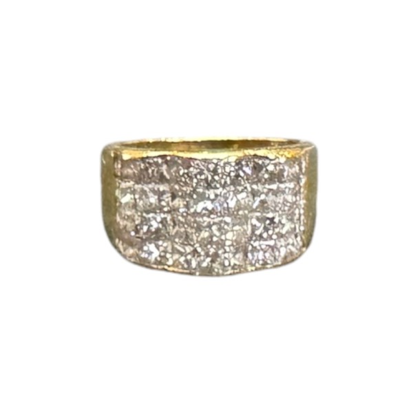 BAGUE JONC DIAMANTS TAILLE PRINCESSE  EN OR 18K