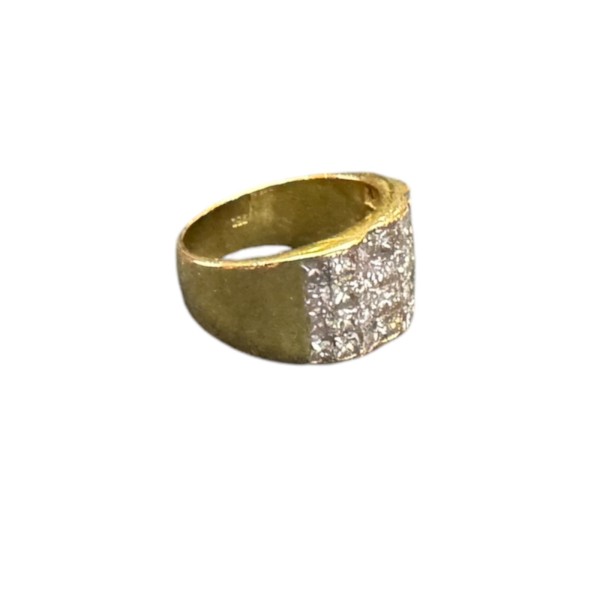 BAGUE JONC DIAMANTS TAILLE PRINCESSE  EN OR 18K