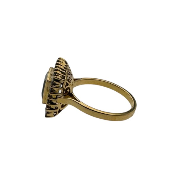 BAGUE CARRÉE AIGUE MARINE ET DIAMANTS EN OR 18K