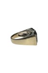 BAGUE PLATEAU COURBE ONYX ET DIAMANTS EN OR 18K