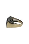 BAGUE PLATEAU COURBE ONYX ET DIAMANTS EN OR 18K