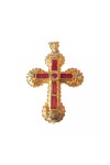 PENDENTIF CROIX RUBIS DE SYNTHÈSE EN OR 18K