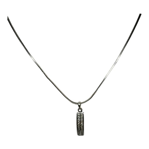 COLLIER PENDENTIF BARRETTE DIAMANTS AVEC SA CHAINE EN OR 18K