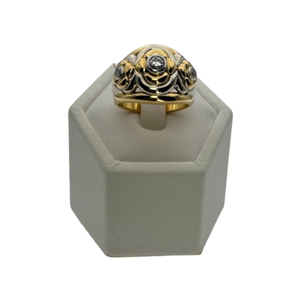 BAGUE GODRONS DIAMANTS EN OR 18K