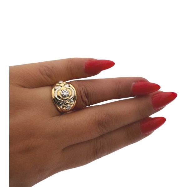 BAGUE GODRONS DIAMANTS EN OR 18K