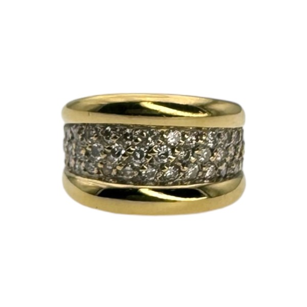 BAGUE JONC GODRONS DIAMANTS EN OR 18K