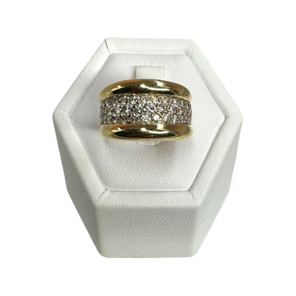 BAGUE JONC GODRONS DIAMANTS EN OR 18K