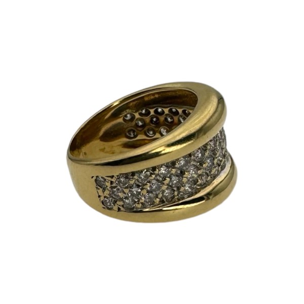 BAGUE JONC GODRONS DIAMANTS EN OR 18K