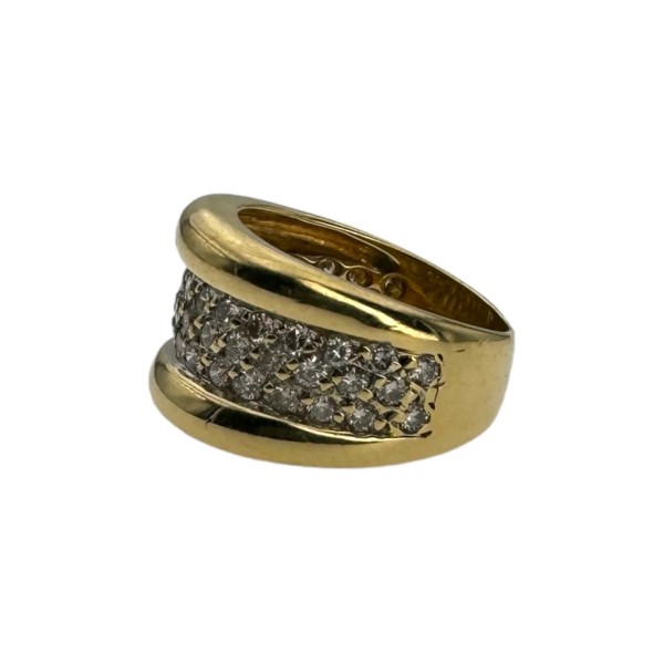 BAGUE JONC GODRONS DIAMANTS EN OR 18K