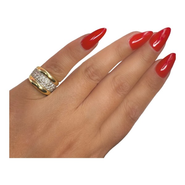 BAGUE JONC GODRONS DIAMANTS EN OR 18K