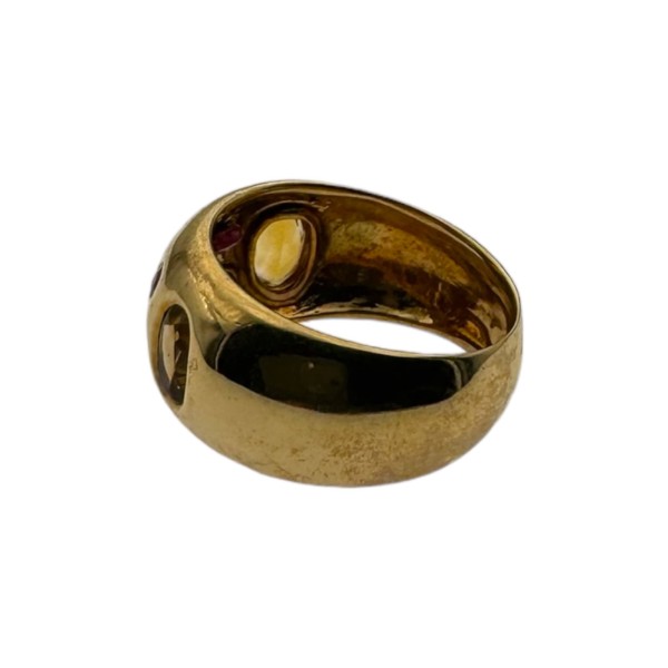 BAGUE JONC CITRINES ET RUBIS EN OR 18K