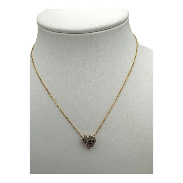 COLLIER PENDENTIF COEUR AVEC SA CHAINE DIAMANTS EN OR 18K