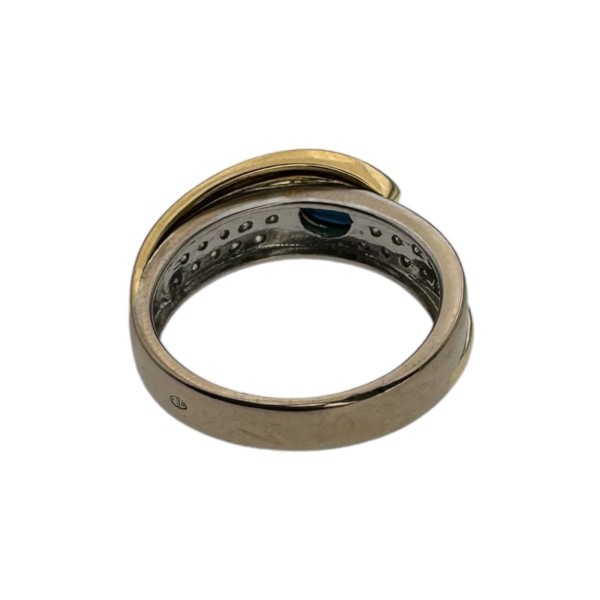 BAGUE CROISÉE SAPHIR ET DIAMANTS EN OR 18K