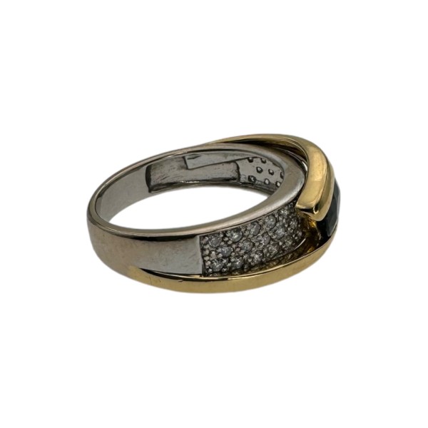 BAGUE CROISÉE SAPHIR ET DIAMANTS EN OR 18K