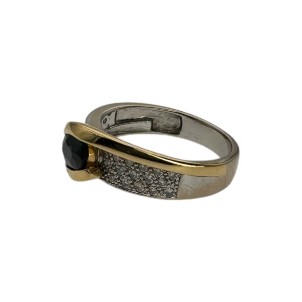 BAGUE CROISÉE SAPHIR ET DIAMANTS EN OR 18K