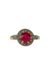 BAGUE RONDE RUBIS DE SYNTHESE ET DIAMANTS EN OR 18K