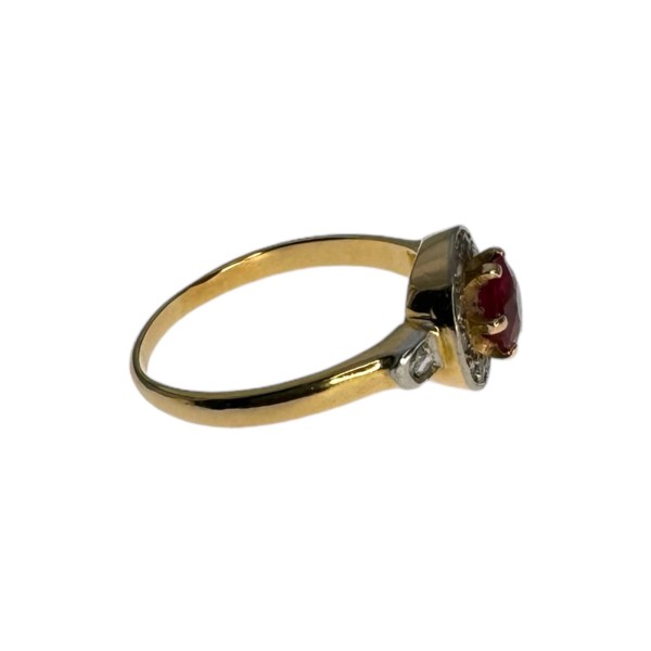 BAGUE RONDE RUBIS DE SYNTHESE ET DIAMANTS EN OR 18K