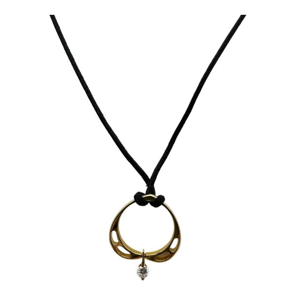 COLLIER PENDENTIF COEUR DIAMANT AVEC CORDONNET EN OR 18K