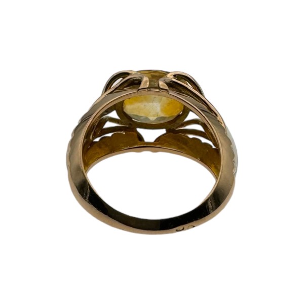 BAGUE CITRINE ET DIAMANTS VERS 1950 EN OR 18K