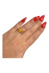 BAGUE CITRINE ET DIAMANTS VERS 1950 EN OR 18K