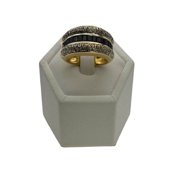 BAGUE JONC SAPHIRS ET DIAMANTS EN OR 18K