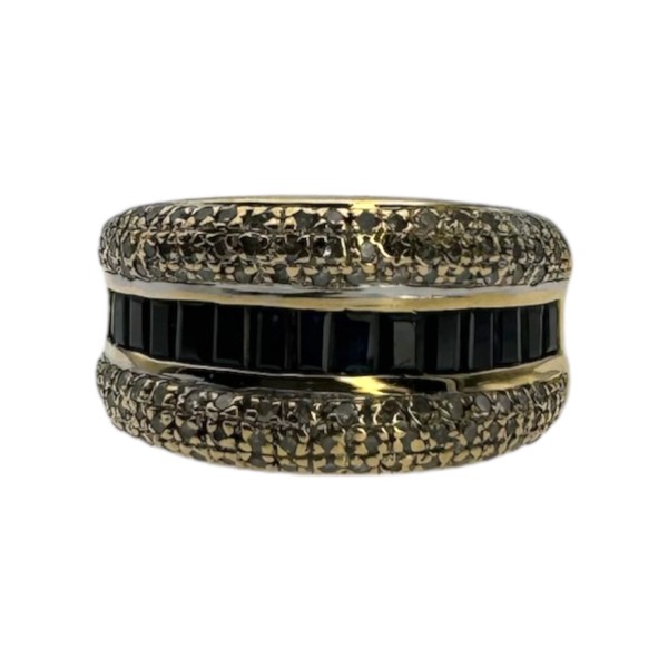 BAGUE JONC SAPHIRS ET DIAMANTS EN OR 18K