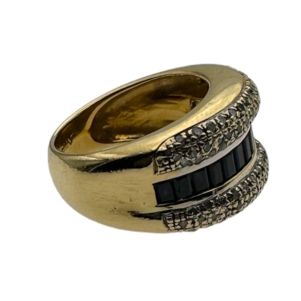 BAGUE JONC SAPHIRS ET DIAMANTS EN OR 18K