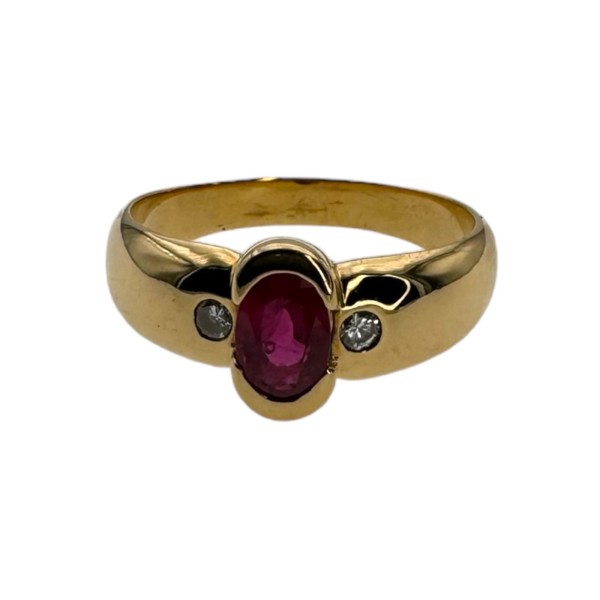 BAGUE JONC RUBIS ET DIAMANTS EN OR 18K