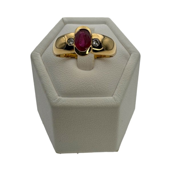 BAGUE JONC RUBIS ET DIAMANTS EN OR 18K