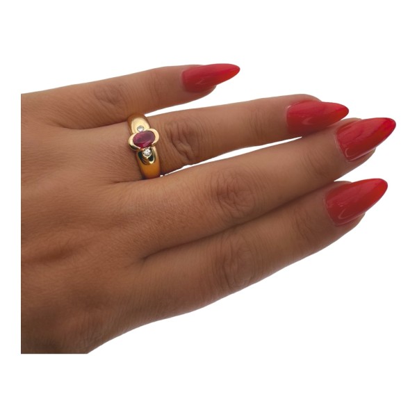 BAGUE JONC RUBIS ET DIAMANTS EN OR 18K