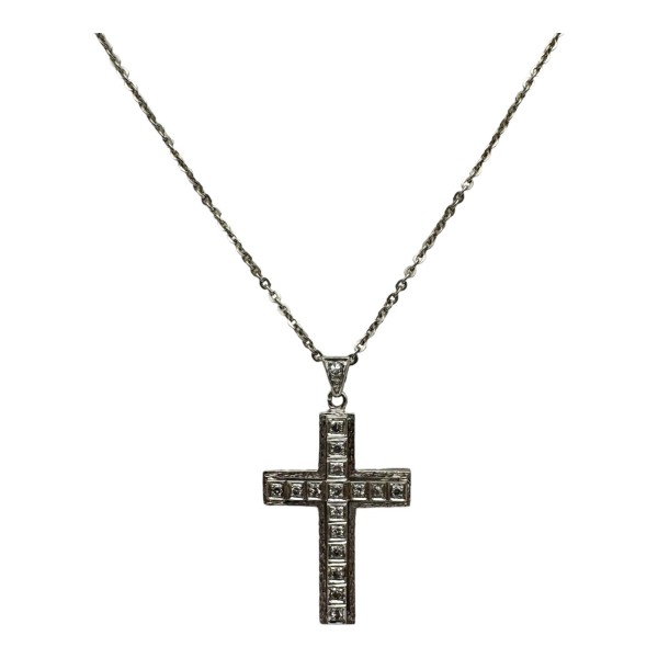 COLLIER PENDENTIF CROIX DIAMANTS ET SA CHAINE EN OR 18K