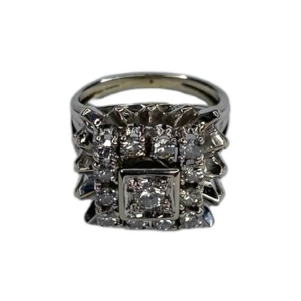 BAGUE IMPOSANTE CARRÉE DIAMANTS EN OR 18K