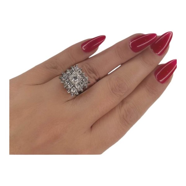 BAGUE IMPOSANTE CARRÉE DIAMANTS EN OR 18K