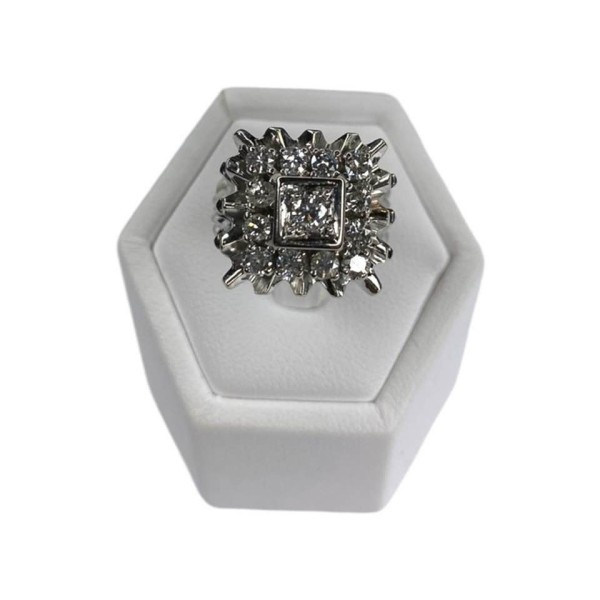 BAGUE IMPOSANTE CARRÉE DIAMANTS EN OR 18K