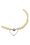 COLLIER DE PERLES DE CULTURE FERMOIR FLEURS SAPHIRS EN OR 18K