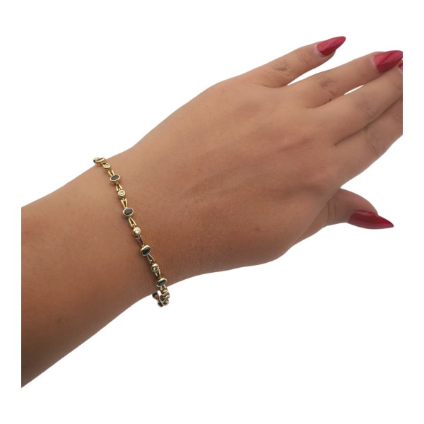 BRACELET LIGNE SAPHIRS ET DIAMANTS EN OR 18K