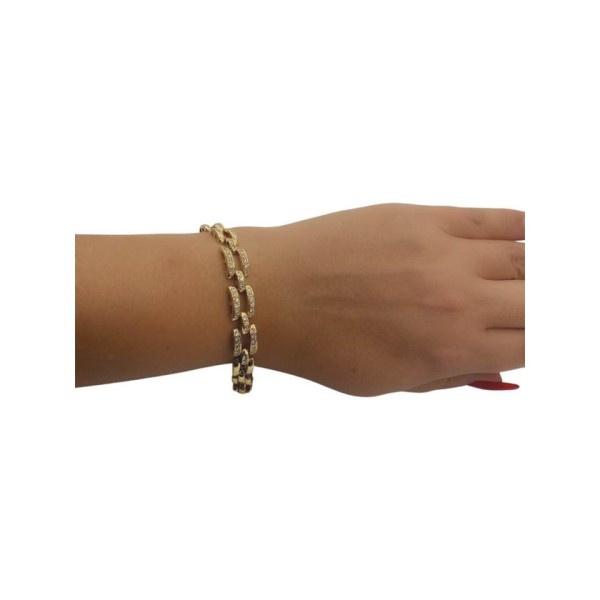 BRACELET MAILLONS RECTANGULAIRES DIAMANTS EN OR 18K