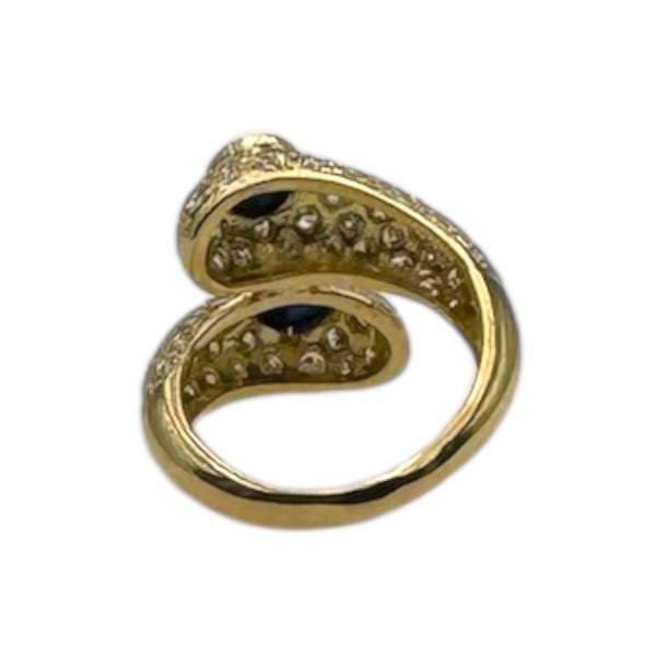 BAGUE CROISÉE SAPHIRS ET DIAMANTS EN OR 18K