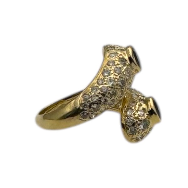 BAGUE CROISÉE SAPHIRS ET DIAMANTS EN OR 18K