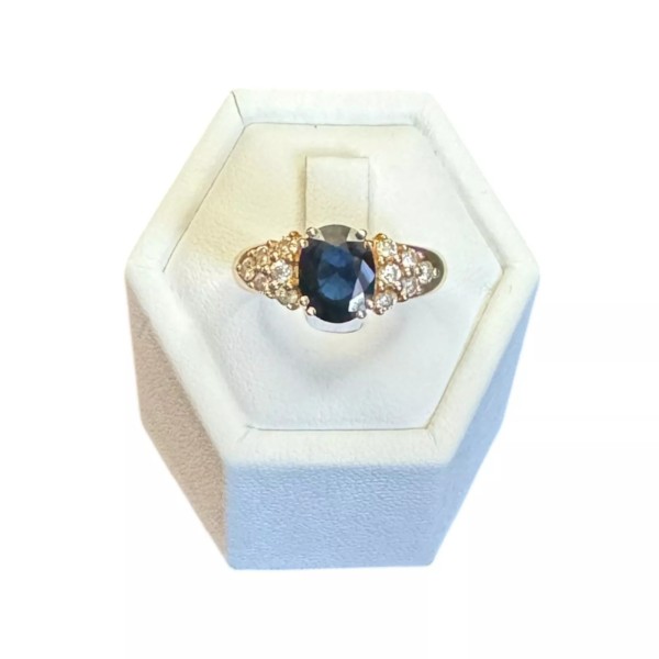 BAGUE SAPHIR ET DIAMANTS EN OR 18K