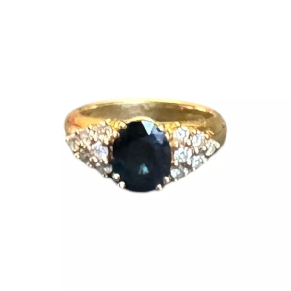 BAGUE SAPHIR ET DIAMANTS EN OR 18K