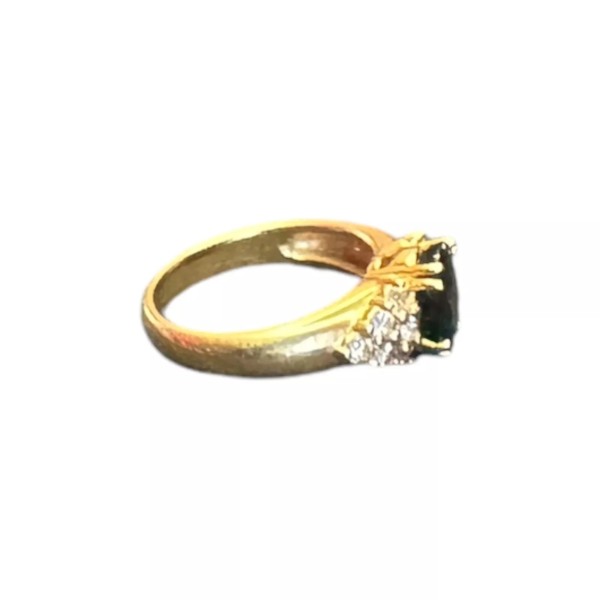 BAGUE SAPHIR ET DIAMANTS EN OR 18K