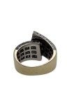 BAGUE CROISÉE DIAMANTS NOIRS ET BLANCS EN OR 18K