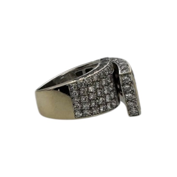 BAGUE CROISÉE DIAMANTS NOIRS ET BLANCS EN OR 18K