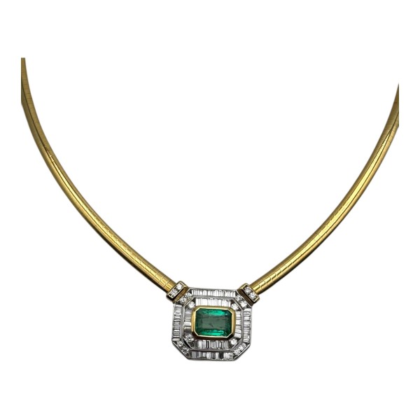 COLLIER ÉMERAUDE ET DIAMANTS EN OR 18K