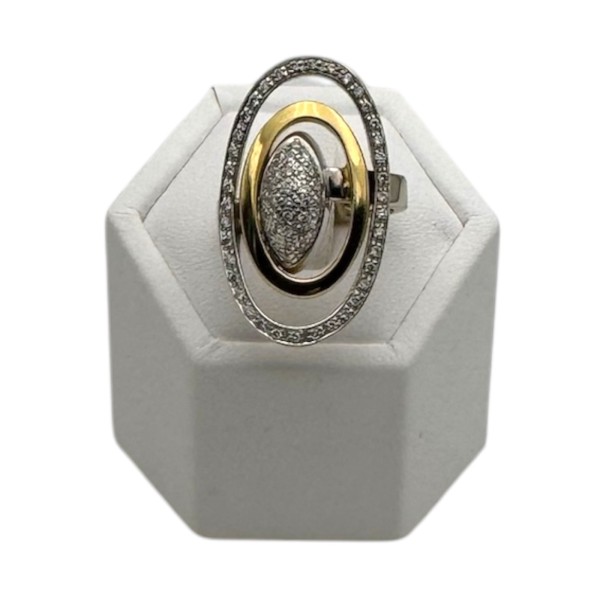 BAGUE OVALE ANNEAUX AJOURÉS DIAMANTS EN OR 18K