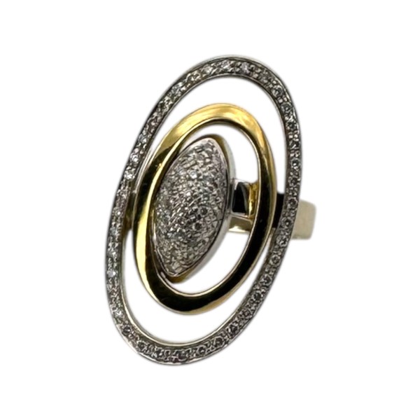 BAGUE OVALE ANNEAUX AJOURÉS DIAMANTS EN OR 18K