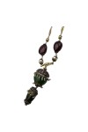 COLLIER ANCIEN TOURMALINES, PERLES ET DIAMANTS EN OR 18K