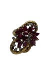 BAGUE OVALE IMPOSANTE RUBIS ET DIAMANTS EN OR 18K