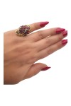 BAGUE OVALE IMPOSANTE RUBIS ET DIAMANTS EN OR 18K